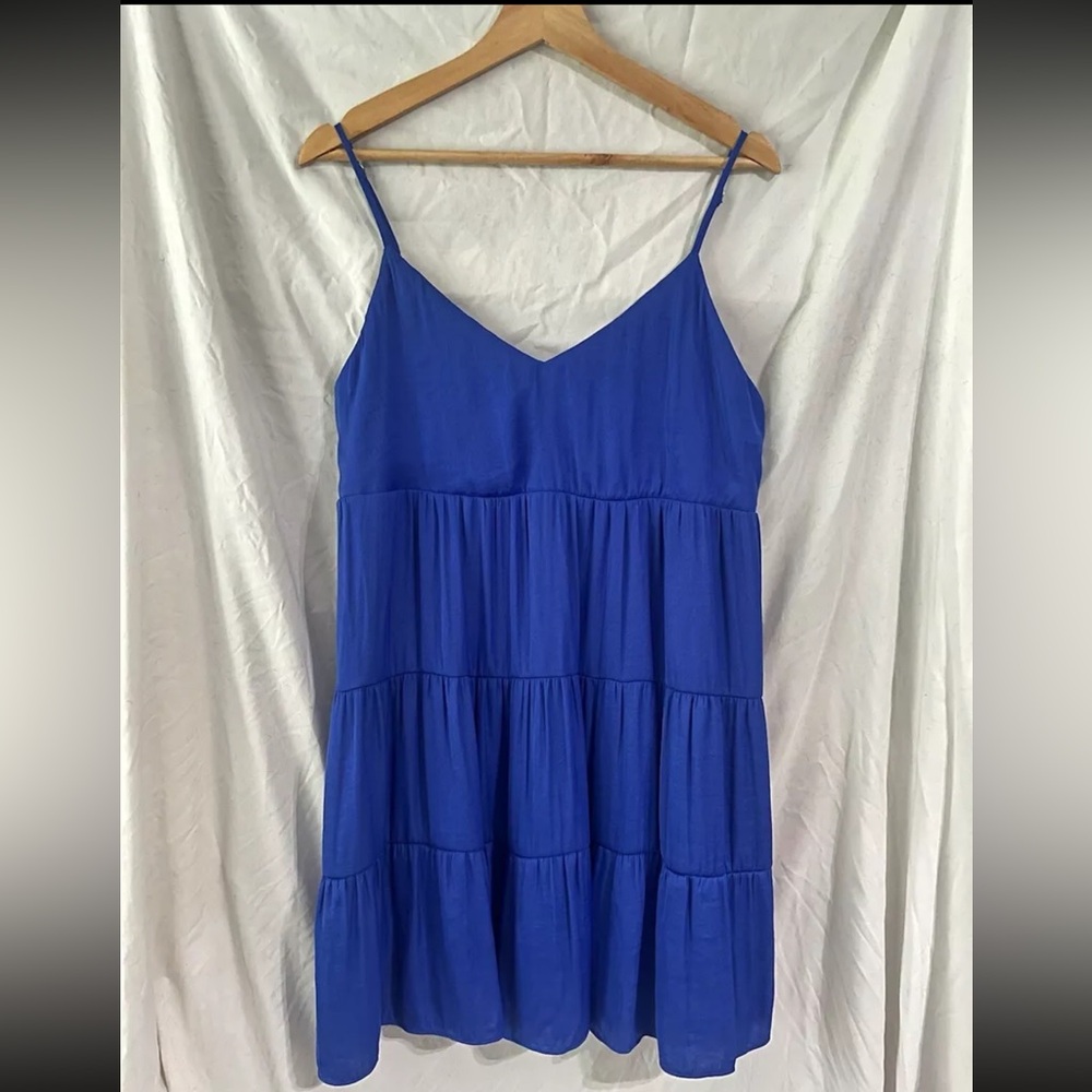 NWOT Naked Zebra Blue Spaghetti Strap Flowy Dress Sz L